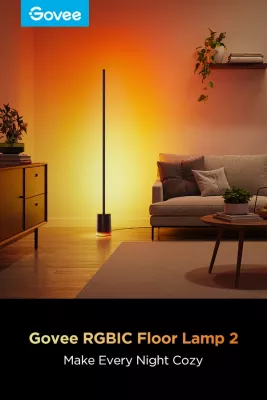 Lampë dyshemeje smart Govee Floor Lamp 2 RGBICWW, E zezë