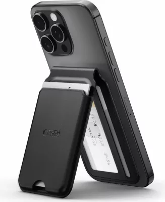 Mbajtës kartelash për smartphone Tech-Protect MagWallet Stand MagSafe, i zi