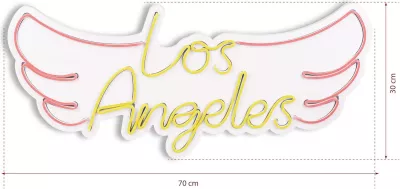 Dekor ndriçues plastik LED, Los Angeles, rozë dhe verdhë, 70x31x2 cm