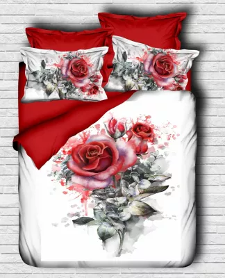 Set mbulesë për jorgan king size, L'essentiel, ngjyrë e bardhë, e kuqe, e gjelbër, 167