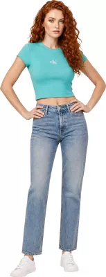 Maicë për femra Calvin Klein Jeans Monogram Baby Tee LV047AB802, turkeze [Madhësia: L]
