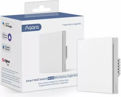 Çelës muri smart Aqara H1 EU WS-EUK03, Zigbee 3.0, me tel neutral, single rocker, i bardhë