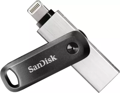 USB flash drive SANDISK iXpand Go SDIX60N-128G-GN6NE 128GB USB-A/Lightning USB 3.0, zi/argjendtë (1 copë)