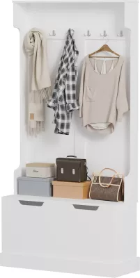 Mobilje për hyrje KAYLOR FH2475.03 me varëse dhe hapësirë ruajtjeje-MDF në të bardhë 93x34x180Hcm