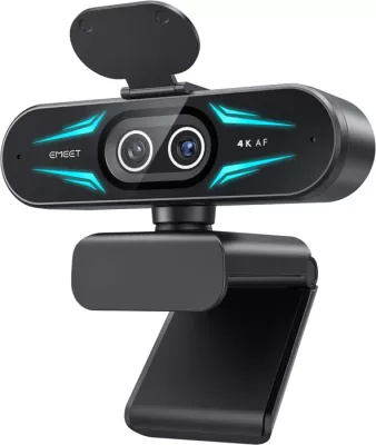 Webkamerë EMEET SmartCam C60E 4K Dual, 4K@30fps/1080p@60fps, dy lente, 11x zoom, USB-C, e zezë, set me telekomandë