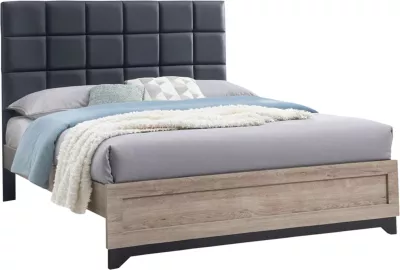 Krevat dopio AELIA, pëlhurë gri & këmbë-Sonama MDF 155x215x138Hcm