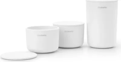 Kavanozë ruajtës për banjo Brabantia ReNew 281327, të grumbullueshëm, set 3 copë, të bardhë