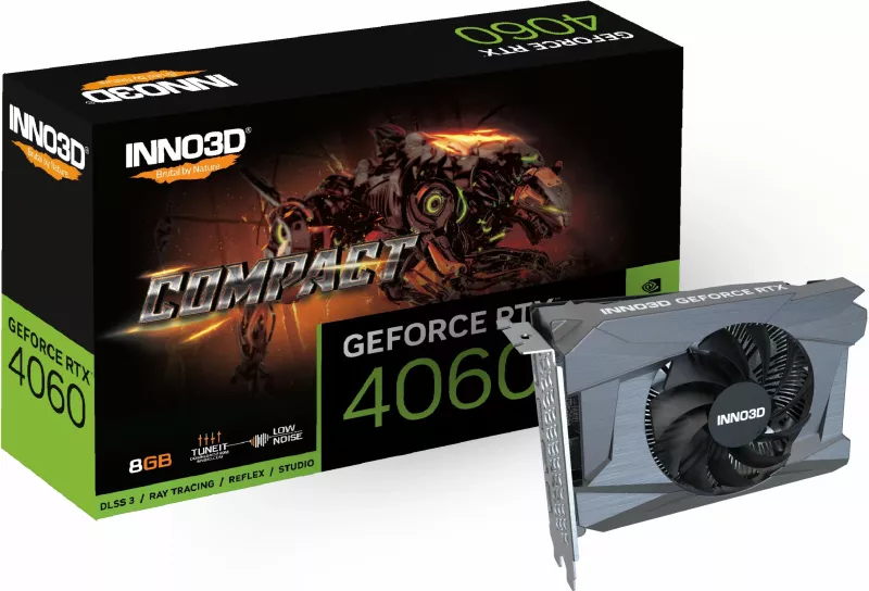 Kartelë grafike Inno3D GeForce RTX 4060 Compact, 8 GB, GDDR6, e zezë