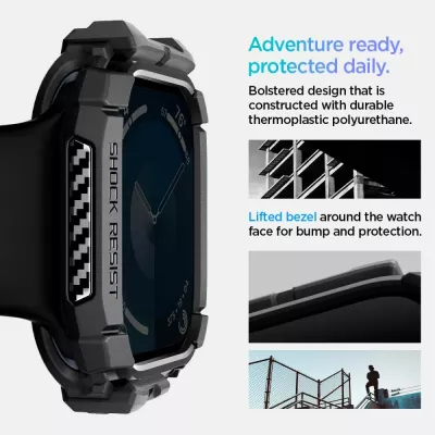 Mbështjellës Spigen Rugged Armor për Apple Watch 10, 46mm, i zi