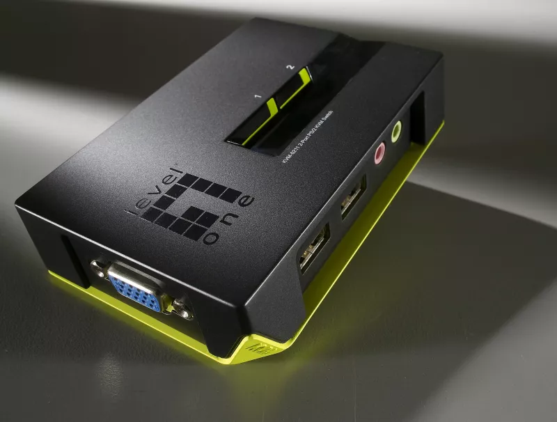 Switch KVM LevelOne 2-Port USB VGA, 2048 x 1536, i zi, jeshil