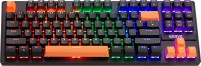 Tastierë mekanike gaming Marvo KG901C EN KRONE 87, 87 taste, Blue Switch, ndriçim RGB, e zezë me taste portokalli