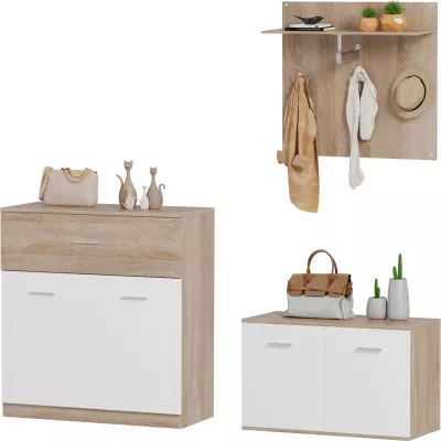 Set hyrje 3 pjesë DIONNE FH21058 melaminë në sonama-bardhë