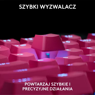 Tastierë gaming Logitech G PRO X TKL Rapid 920-013253, TKL 80%, switcha magnetikë analog, RGB, USB-C me kabllo, US INTL, pink