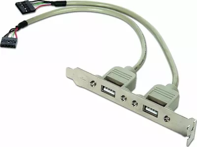 Panel USB për kasë Gembird CC-USB-RECEPTACLE, 2x USB 2.0, lidhje e brendshme 9-pin, kabllo 0.25 m