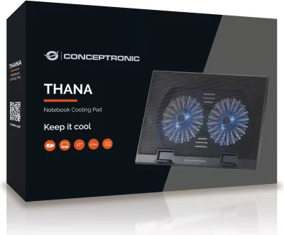 Pad ftohës laptopi Conceptronic 2-Fan, USB-A 2.0, deri 17 inç, zi