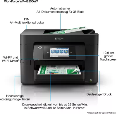 Printer multifunksional Epson WorkForce Pro WF-4825DWF, ekran me prekje, Wi-Fi, Ethernet, i zi