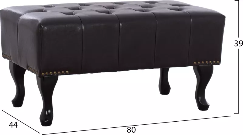 Stol për piano t.Chesterfield EMMA FH226.01 PU ngjyrë kafe e errët 80x44x39 cm
