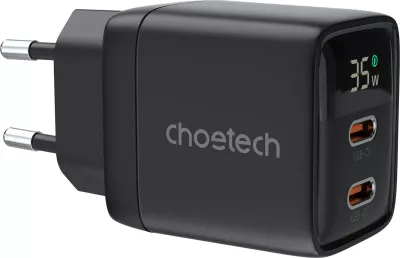 Karikues muri Choetech PD6051, 35W, 2x USB-C, me ekran, zi