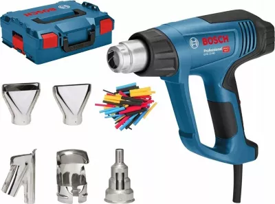 Pistoletë termike Bosch GHG 23-66 (06012A6303), 2300 W, 50-650°C, 150-500 l/min, me L-BOXX + 5 grykë, blu/zezë