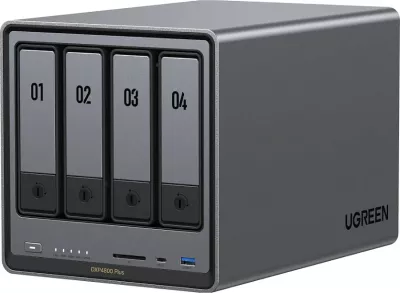 NAS Ugreen NASync DXP4800 Plus, Intel Pentium Gold 8505, 8GB DDR5, 2.5/10GbE, gri e errët