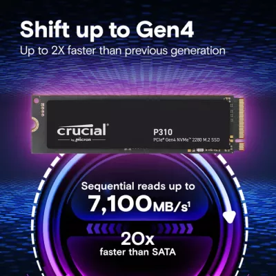 SSD Crucial P310 1TB NVMe PCIe Gen4 M.2 2280, e zezë