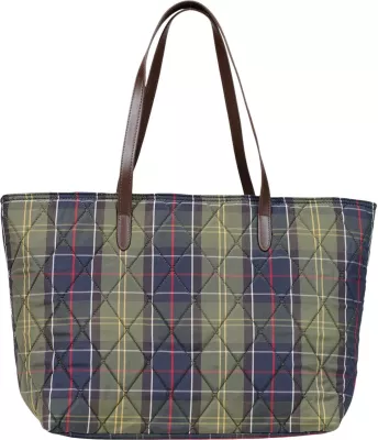 Çantë shopper për femra Barbour Wetherham Quilted Tartan 262MLBA0344, e gjelbër