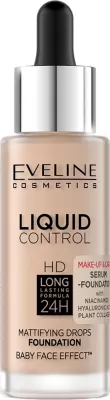 Fondatinë për femra Eveline Cosmetics Liquid Control HD Mattifying Face Foundation 050 Golden Beige 32ml