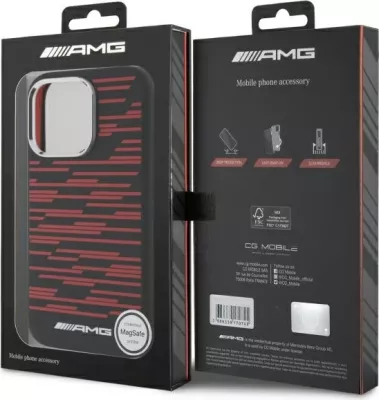 Mbështjellës silikoni AMG Mercedes për iPhone 16 Pro Max, MagSafe, Zi