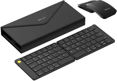 Set tastierë wireless e palosshme Delux KF10 dhe maus MF10PR, e zezë