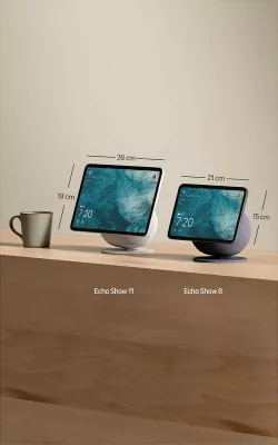 Altoparlant i mençur me ekran Amazon Echo Show 8, 8.7", Alexa, Wi‑Fi 6, Bluetooth, kamerë 13 MP, Glacier White