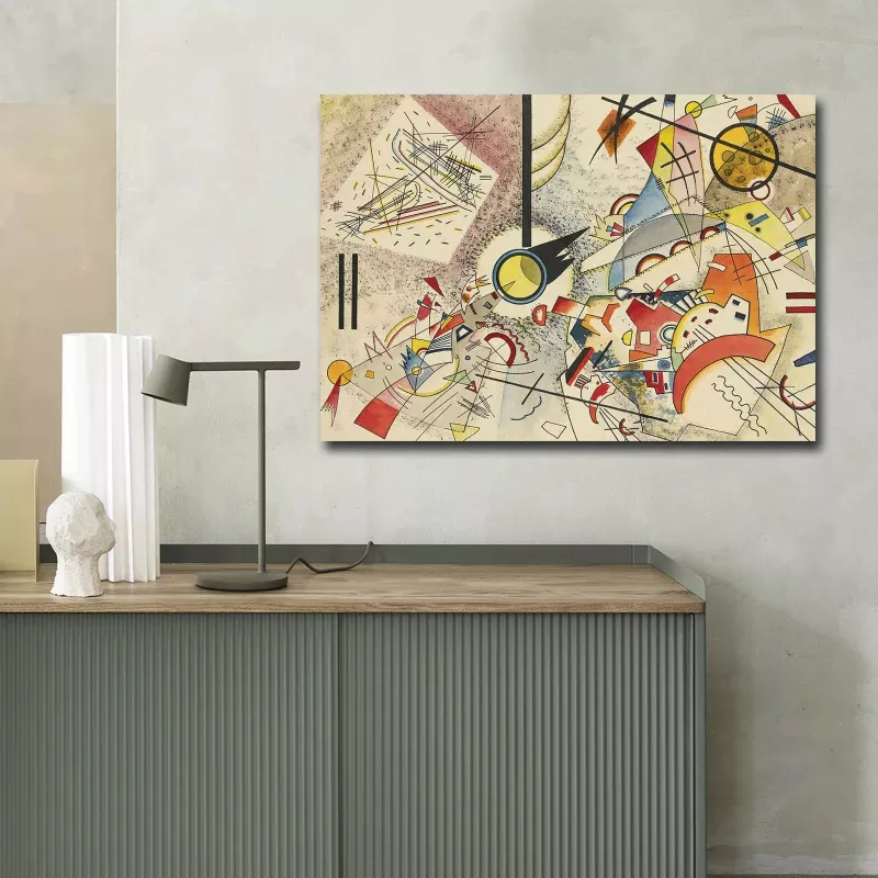 Pikturë dekorative në kanavacë, art i Kandinsky-t, shumëngjyrëshe, 70x100cm, kornizë druri 3cm
