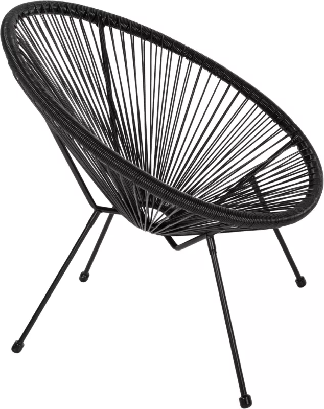 Karrige ACAPULCO lloj foleje, metal i zi dhe ratan i zi, FH5872.01, 70x73x79 cm