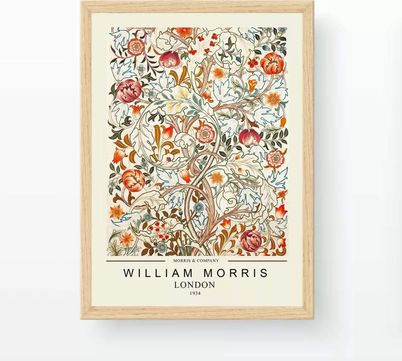 Pikturë dekorative me kornizë, Cotton Prints, William Morris, shumëngjyrëshe, 35x45cm