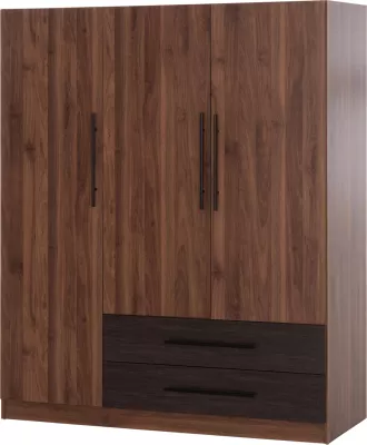 Dollap me 3 dyer, 2 sirtarë, ngjyrë arrë/wenge, CARYS FH746.11, 150x55.5x160cm