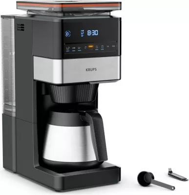 Aparat kafeje drip Krups Grind Aroma XL KT8428, mulli i integruar, 1.25L, 1000W, e zezë/inox