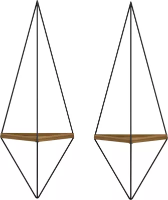 Raft muri 2 copë set CANNARD FH8925.11 melaminë në ngjyrë natyrale-metali të zi 23x15x60H cm