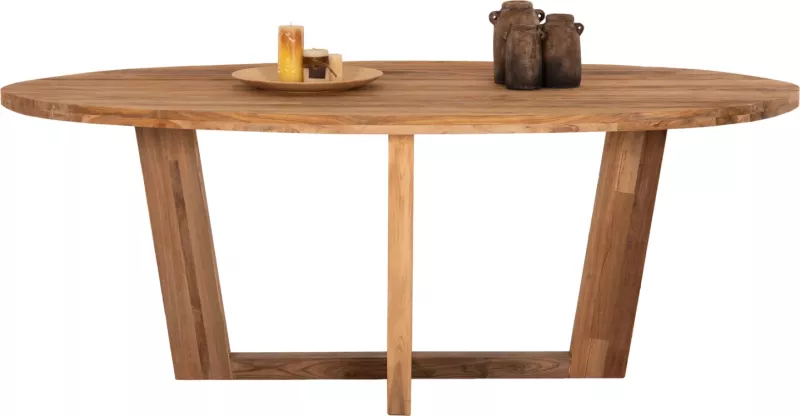 Tavolinë ngrënieje ovale CARIB, dru TEAK i ricikluar, ngjyrë natyrale, 250x110x78 cm