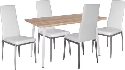 Set 5 pjesësh tavolinë sonama & karrige metalike ngjyrë bardhë FH11027.01