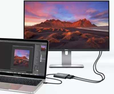 Adapter Choetech HUB-D03, USB Type C Thunderbolt 3, 2x DisplayPort 4K 60Hz, zi