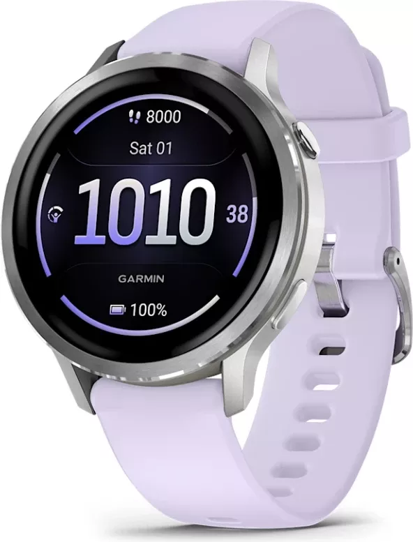 Smartwatch Garmin Venu® 4, Silver/Periwinkle Silicone Band, 41 mm