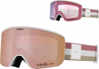 Syze ski Giro Ella 2024/2025, VIVID Rose Gold S3 + VIVID Infrared S1 (2 lente), White LX Stripe, të bardha