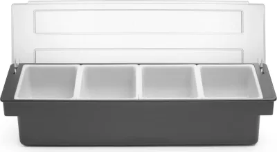 kuti për përbërës Bar Up me 4 kontejnerë, 480x150x100mm, kapak transparent