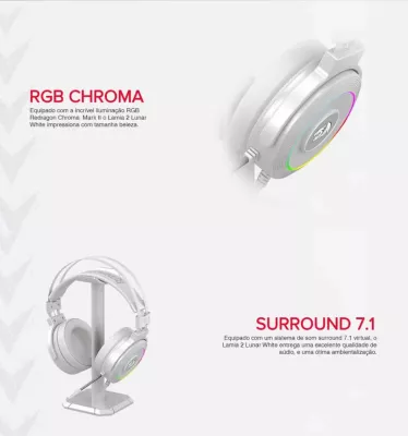 Kufje gaming Redragon Lamia 2 H320-RGB, USB, 7.1 Surround, me mikrofon, me mbajtëse, 2 m, të bardha
