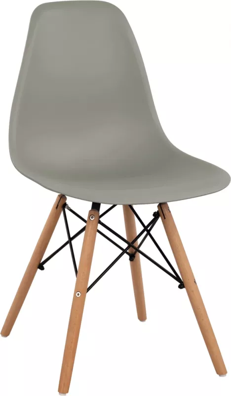 Karrige me këmbë druri dhe sedilje Twist PP Gri FH8460.10 46x50x82 cm, set prej 4 copash