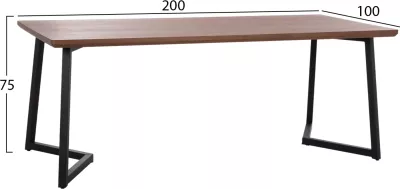 Tavolinë ngrënie JAY FH9304.02 MDF sipërfaqe ngjyrë arre këmbë metali 200x100x75H