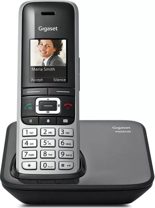 Telefon fiks pa kabllo Gigaset Premium 100, i zi/argjendtë