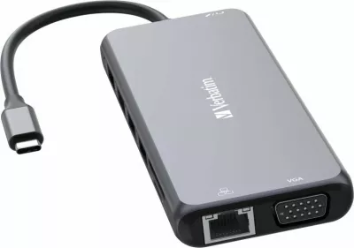 Stacion dokimi USB-C Verbatim CMH-14 14-në-1 (32154), argjendtë