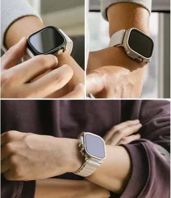 Mbështjellës Ringke Slim për Apple Watch Ultra 49mm, 2 copë, Transparent & Titanium