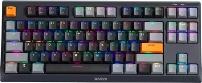 Tastierë mekanike Marvo KG980A EN-B, TKL 87 taste, Blue switch, RGB, me kabllo Type-C, e zezë