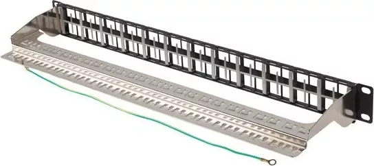 Paneli i Patch-it Lanberg PPKS-1248-B, 19" 1U, për modulat keystone, 48 porta, ngjyrë e zezë